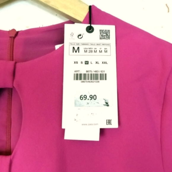 NWT Zara Hot Pink mini dress, M. - Picture 5 of 10